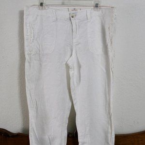 Hollister HCO White Linen Cropped Pants Size 11